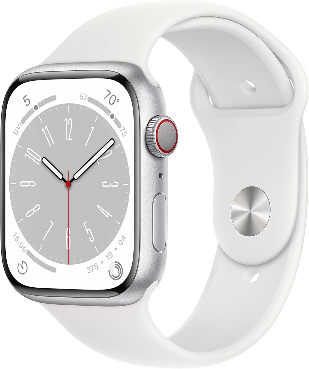 Apple Watch Series 9 GPS + Cellular 45mm Aluminum Silver Case + White Strap