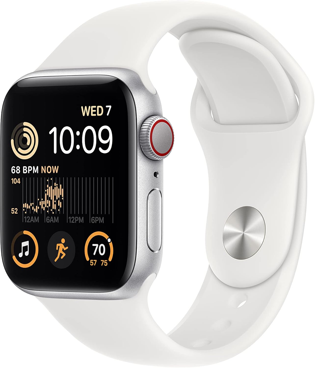 Apple Watch SE (2nd Gen) GPS + Cellular Silver Aluminum 40mm with White Strap